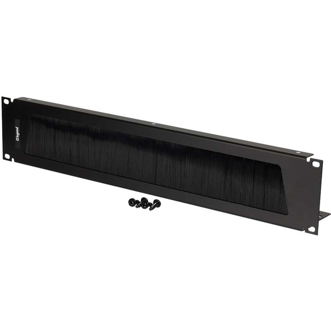 Made in The USA Black C2G 14600 2U Cable Pass-Through Panel with Brush Strip TAA Compliant